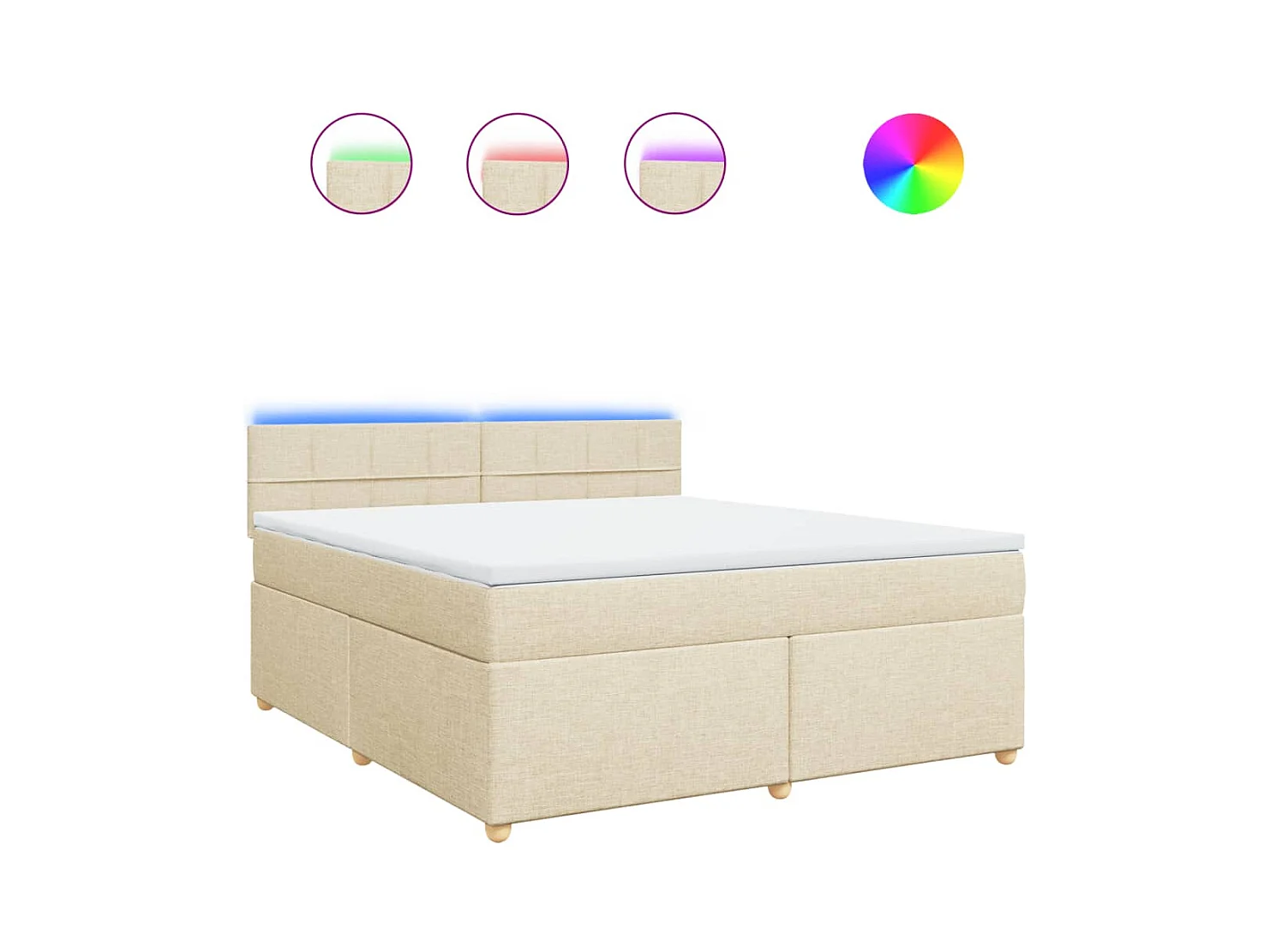 Sommier à lattes de lit avec matelas Crème 180x200 cm Tissu