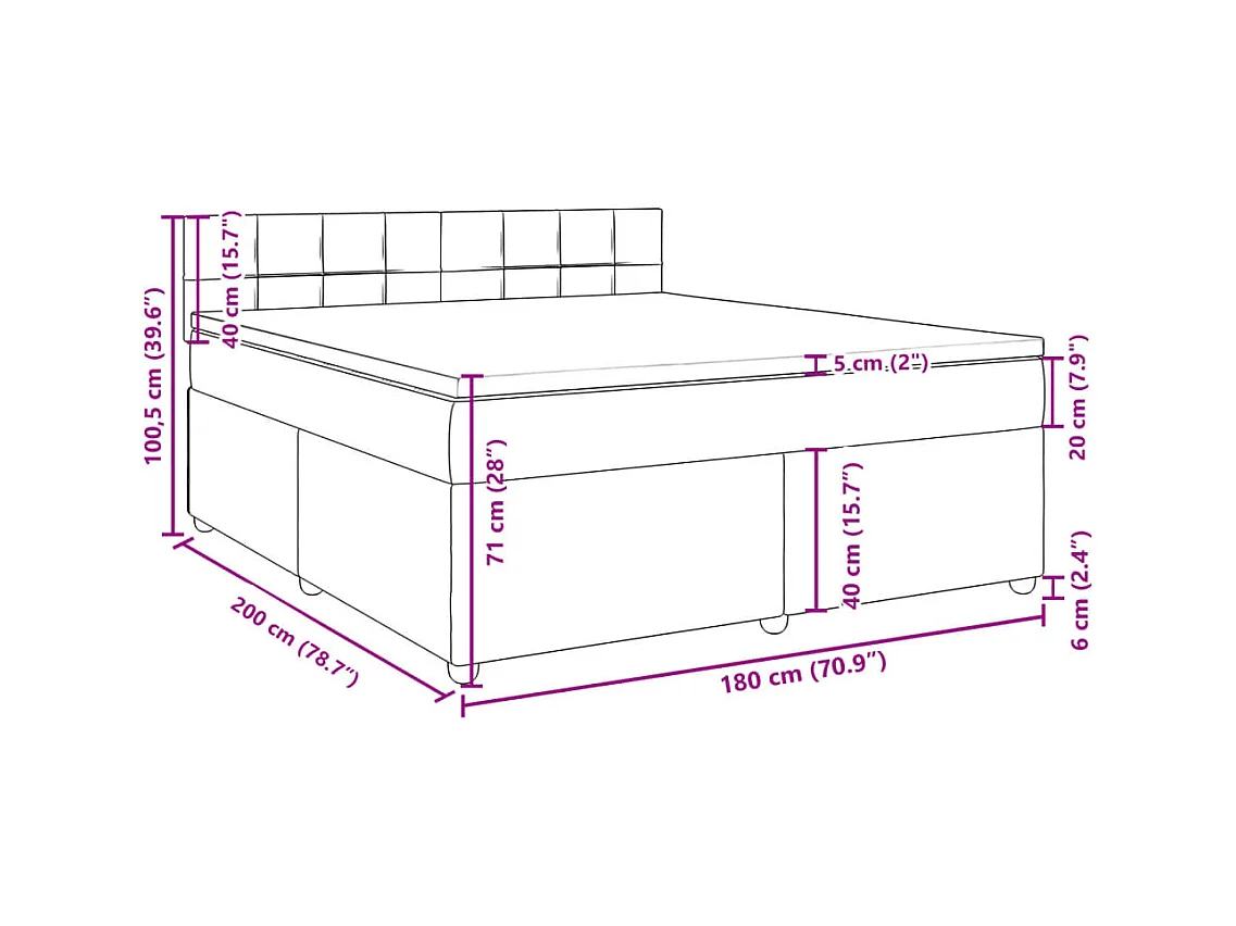 Sommier à lattes de lit avec matelas Crème 180x200 cm Tissu