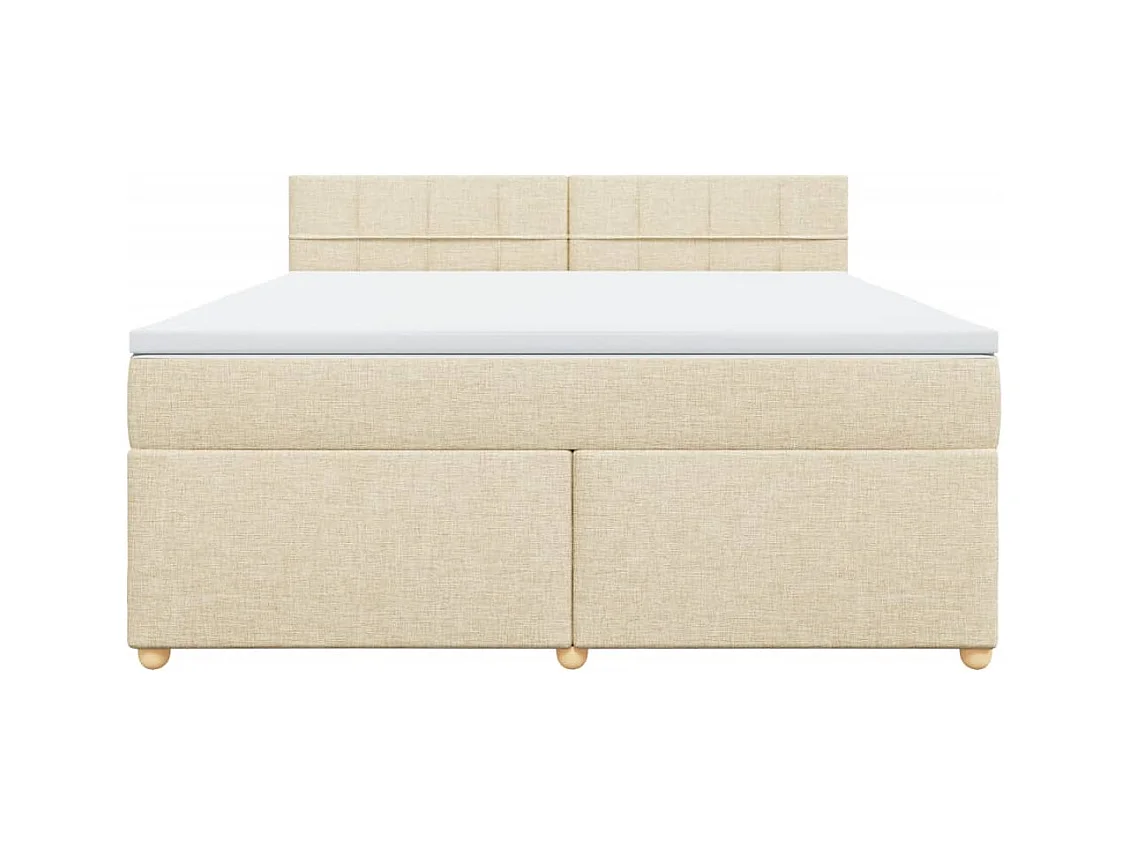Sommier à lattes de lit avec matelas Crème 180x200 cm Tissu
