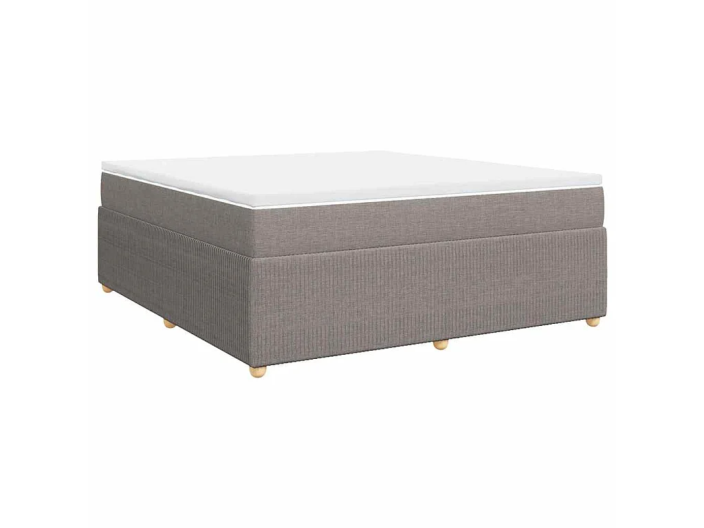 Cama box spring con colchón tela gris taupe 180x200 cm