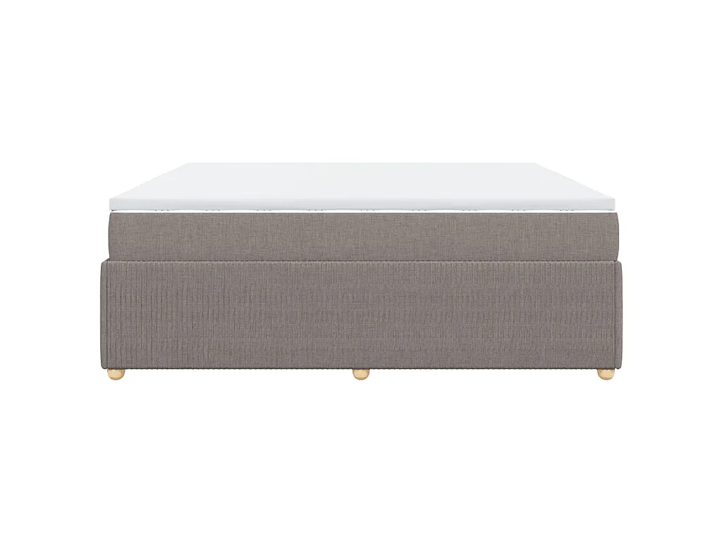 Cama box spring con colchón tela gris taupe 180x200 cm
