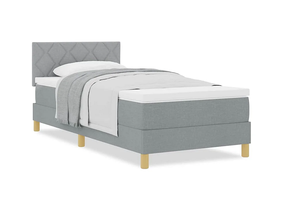 Boxspringbett mit Matratze Hellgrau 90 x 200 cm Stoff