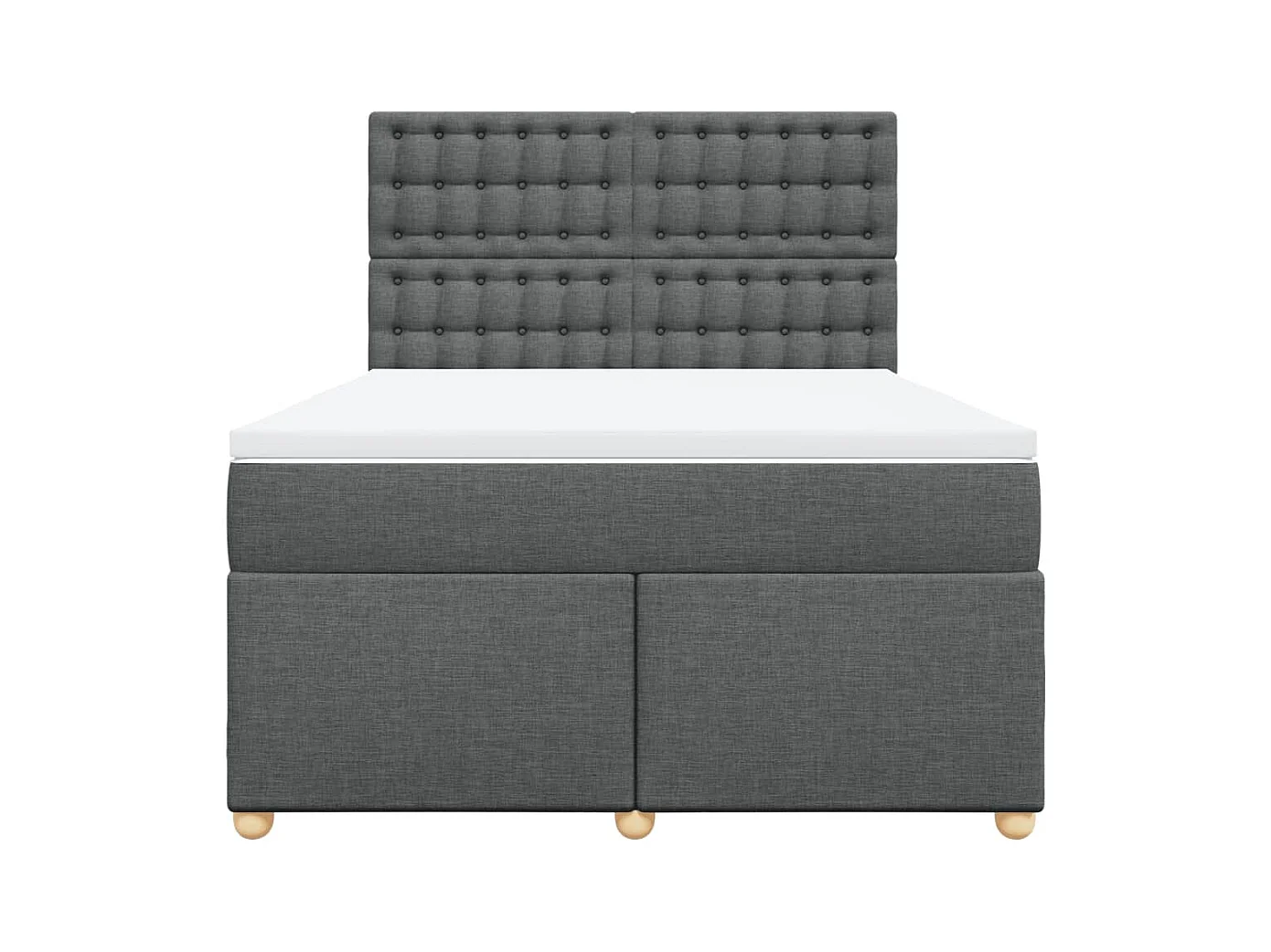 Cama box spring con colchón tela gris oscuro 140x200 cm