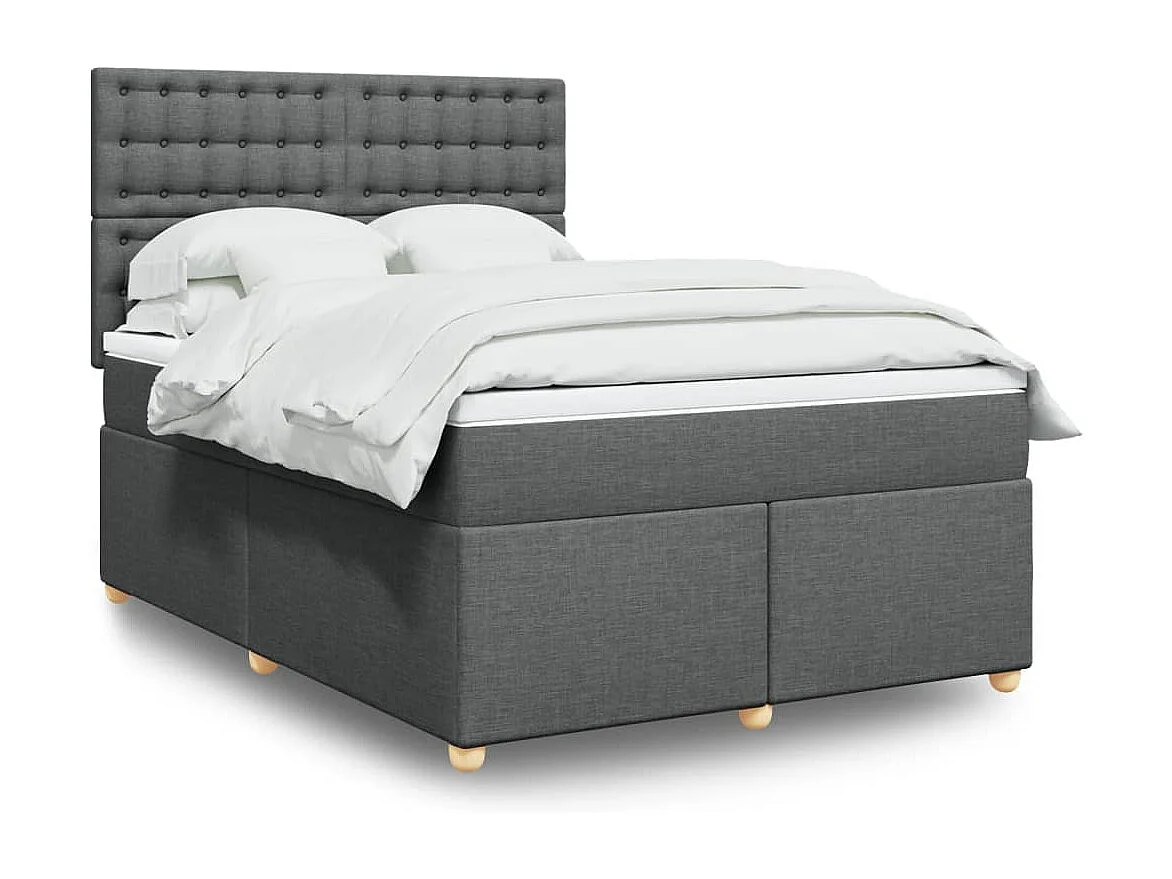 Boxspringbett mit Matratze Dunkelgrau 140x200 cm Stoff