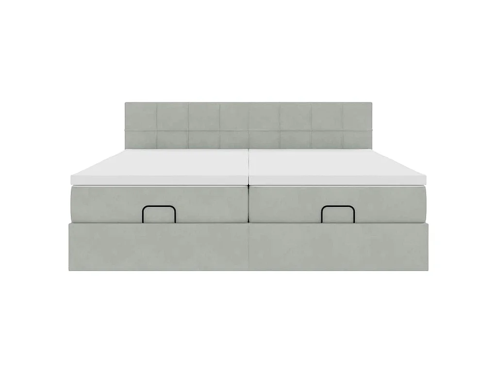 Cadre de lit ottoman et matelas gris clair 180x200cm velours