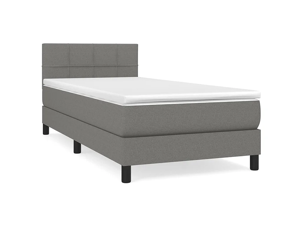 Cama com molas/colchão 90x190 cm tecido cinza-escuro