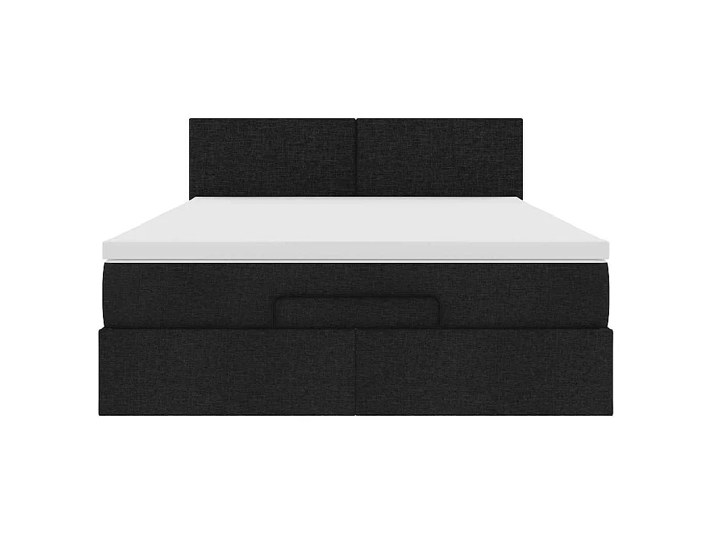 Lit ottoman avec matelas noir 140x200 cm tissu
