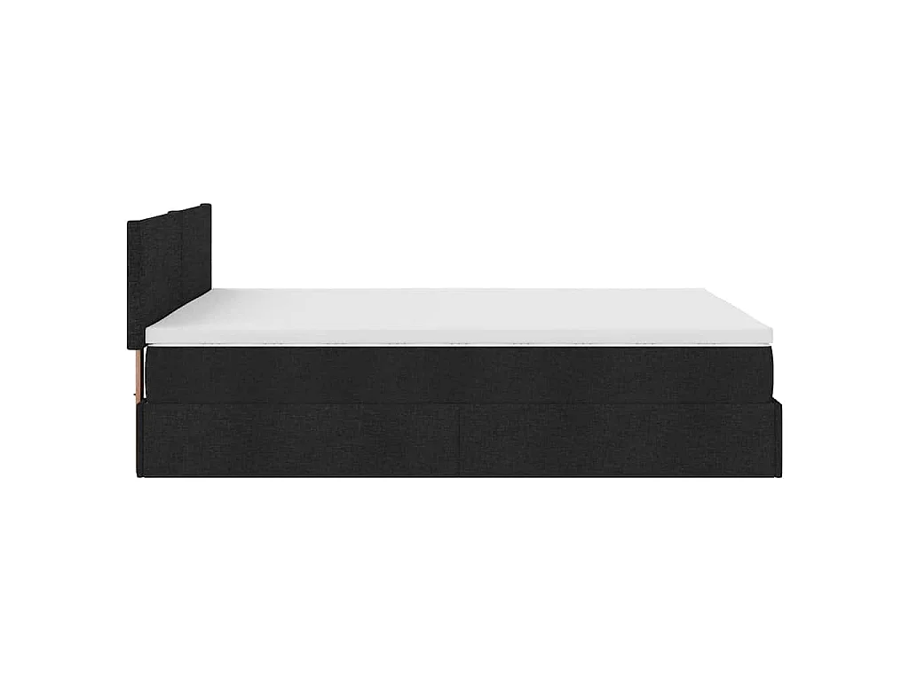 Lit ottoman avec matelas noir 140x200 cm tissu