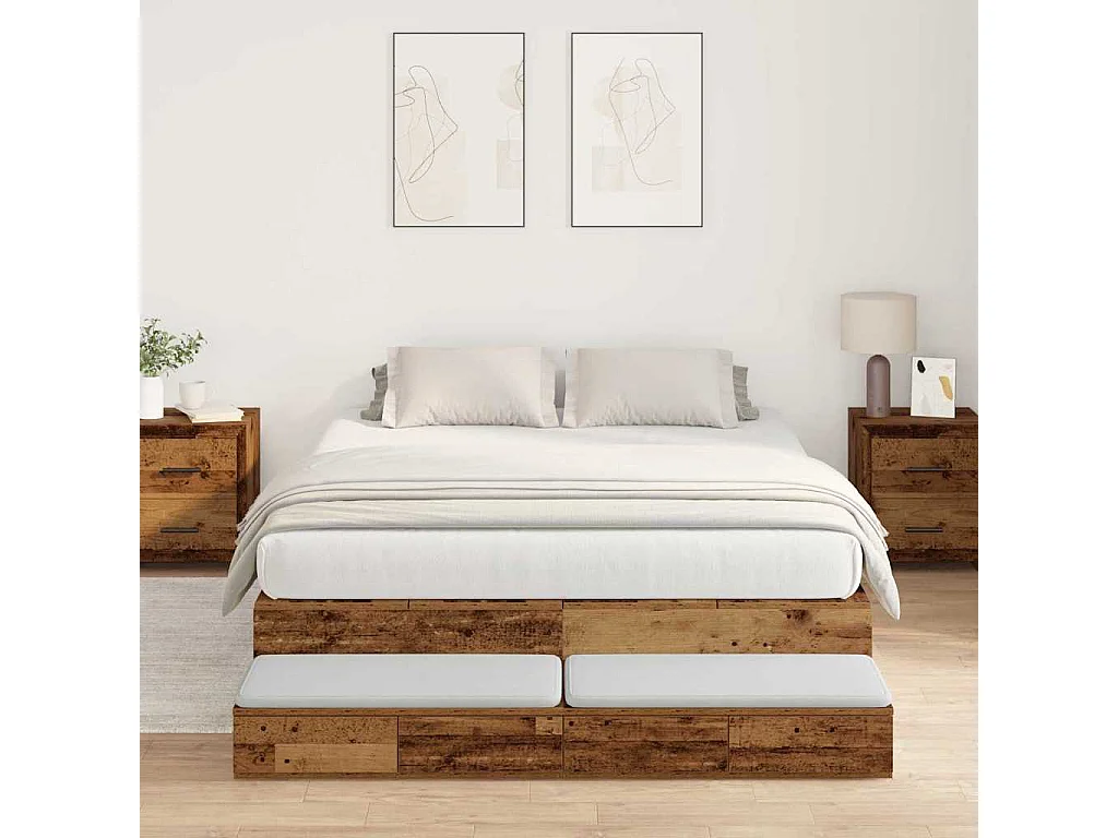Cama con almacenamiento con cajón Madera Vieja 150 cm