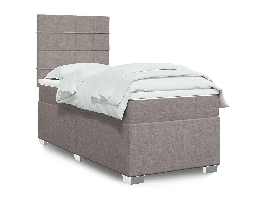 Cama com molas/colchão 90x200 cm tecido castanho-acinzentado