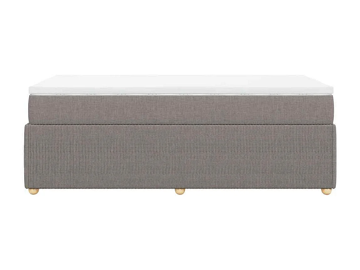 Cama box spring con colchón tela gris taupe 90x200 cm