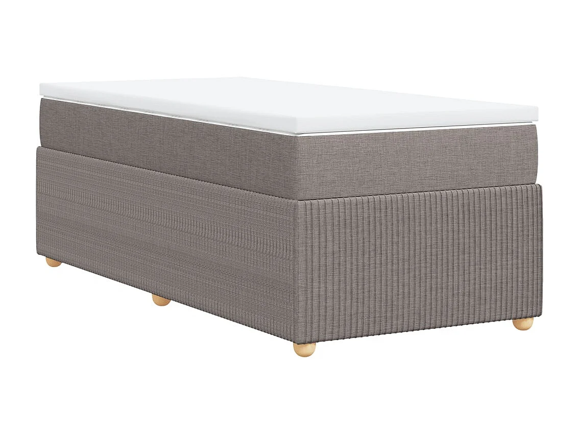 Cama box spring con colchón tela gris taupe 90x200 cm