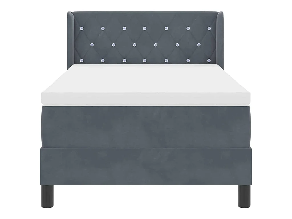 Boxspringbett mit Kopfteil Dunkelgrau 190 x 90 cm Samt