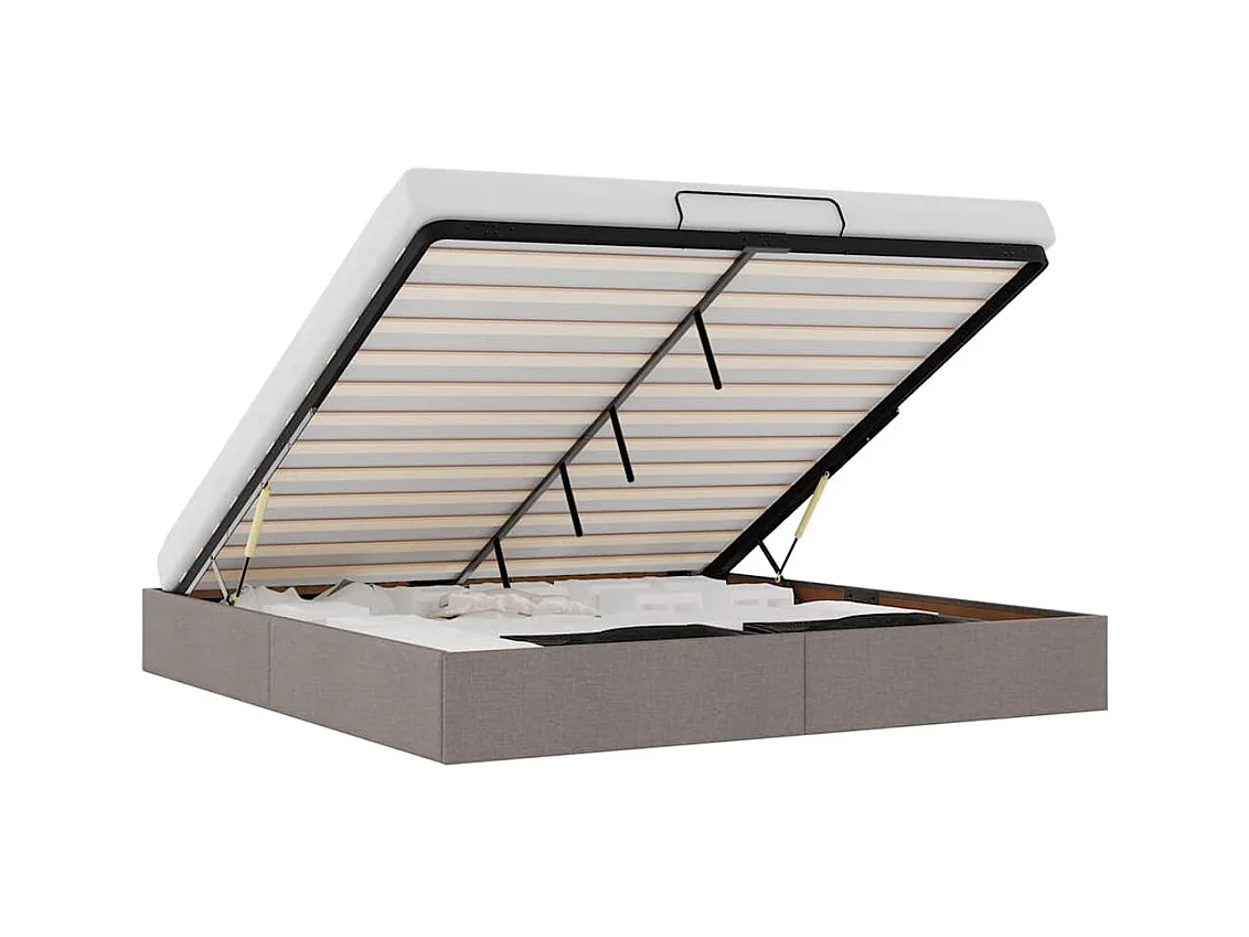 Struttura Letto Pouf senza Materasso Tortora 180x200 cm Tessuto