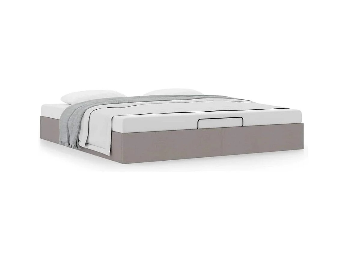 Cadre de lit ottoman sans matelas taupe 180x200 cm tissu