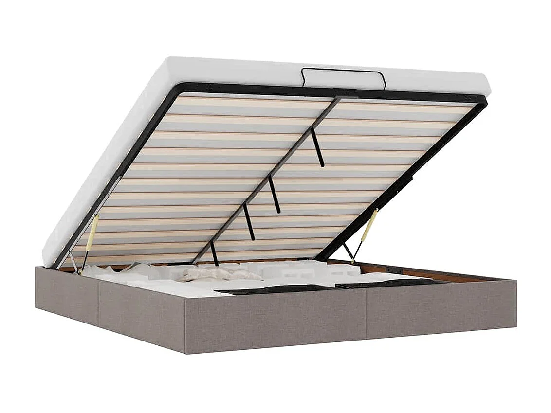Cadre de lit ottoman sans matelas taupe 180x200 cm tissu