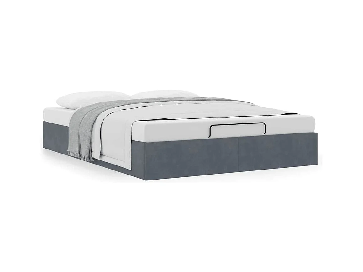 Cadre de lit ottoman sans matelas gris foncé 140x200 cm velours