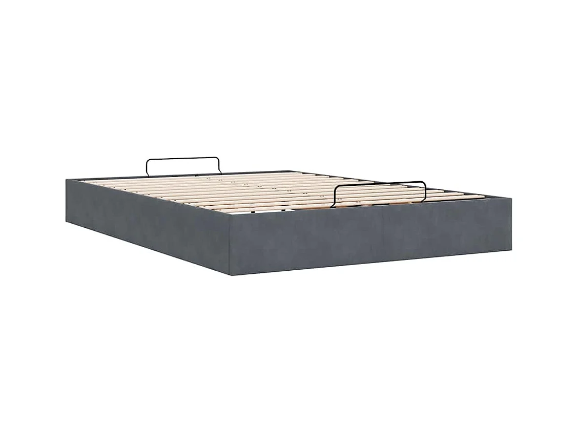 Cadre de lit ottoman sans matelas gris foncé 140x200 cm velours