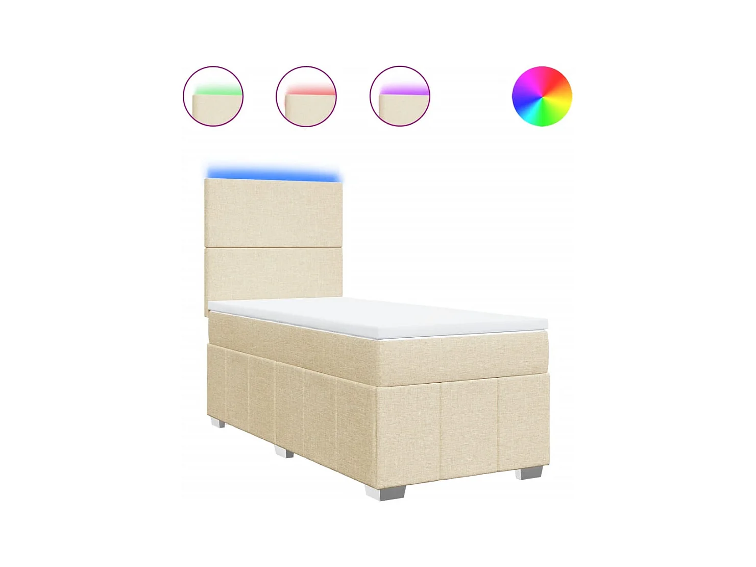 Boxspringbett mit Matratze Creme 90x200 cm Stoff