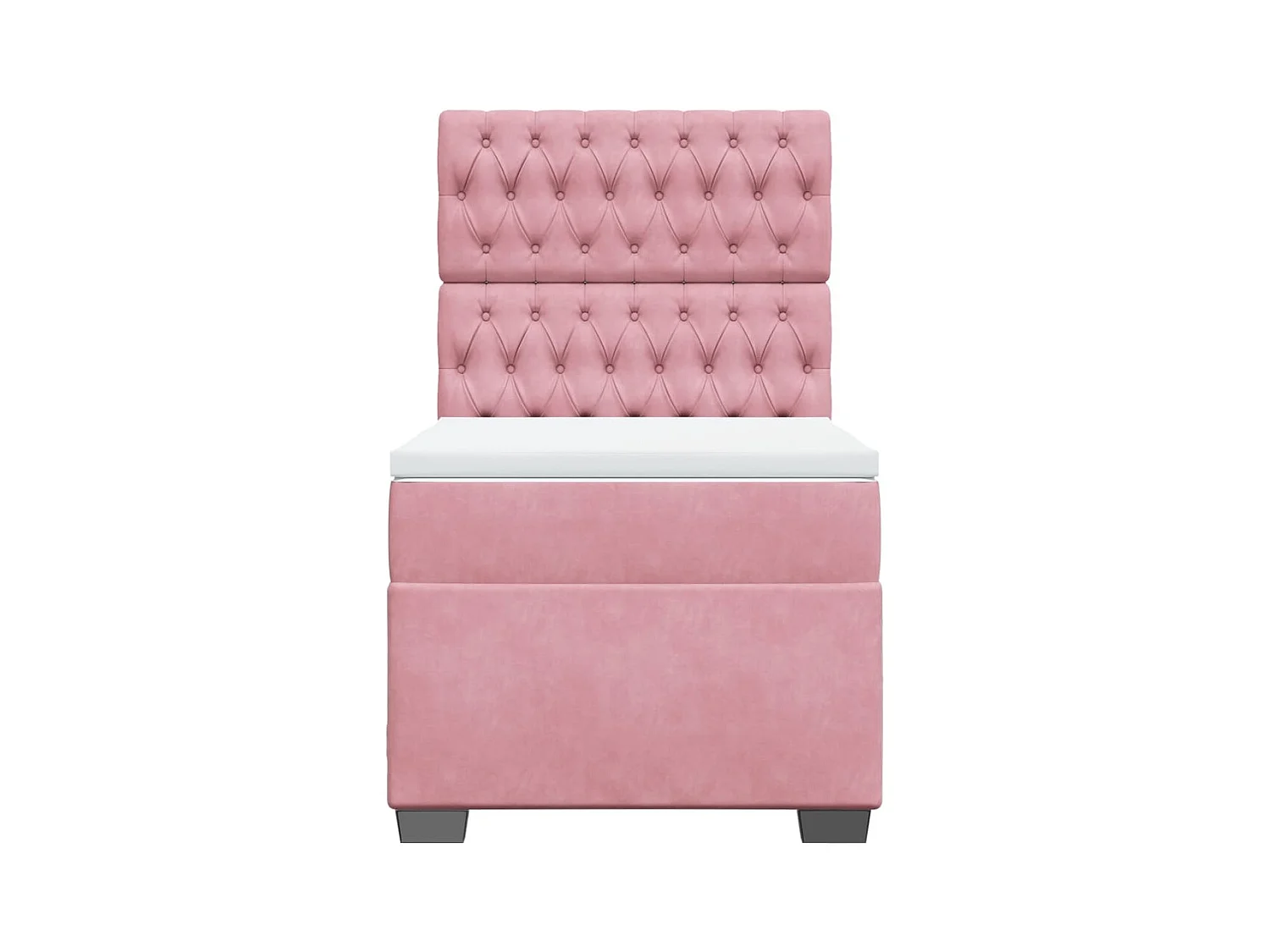 Cama box spring con colchón terciopelo rosa 90x190 cm