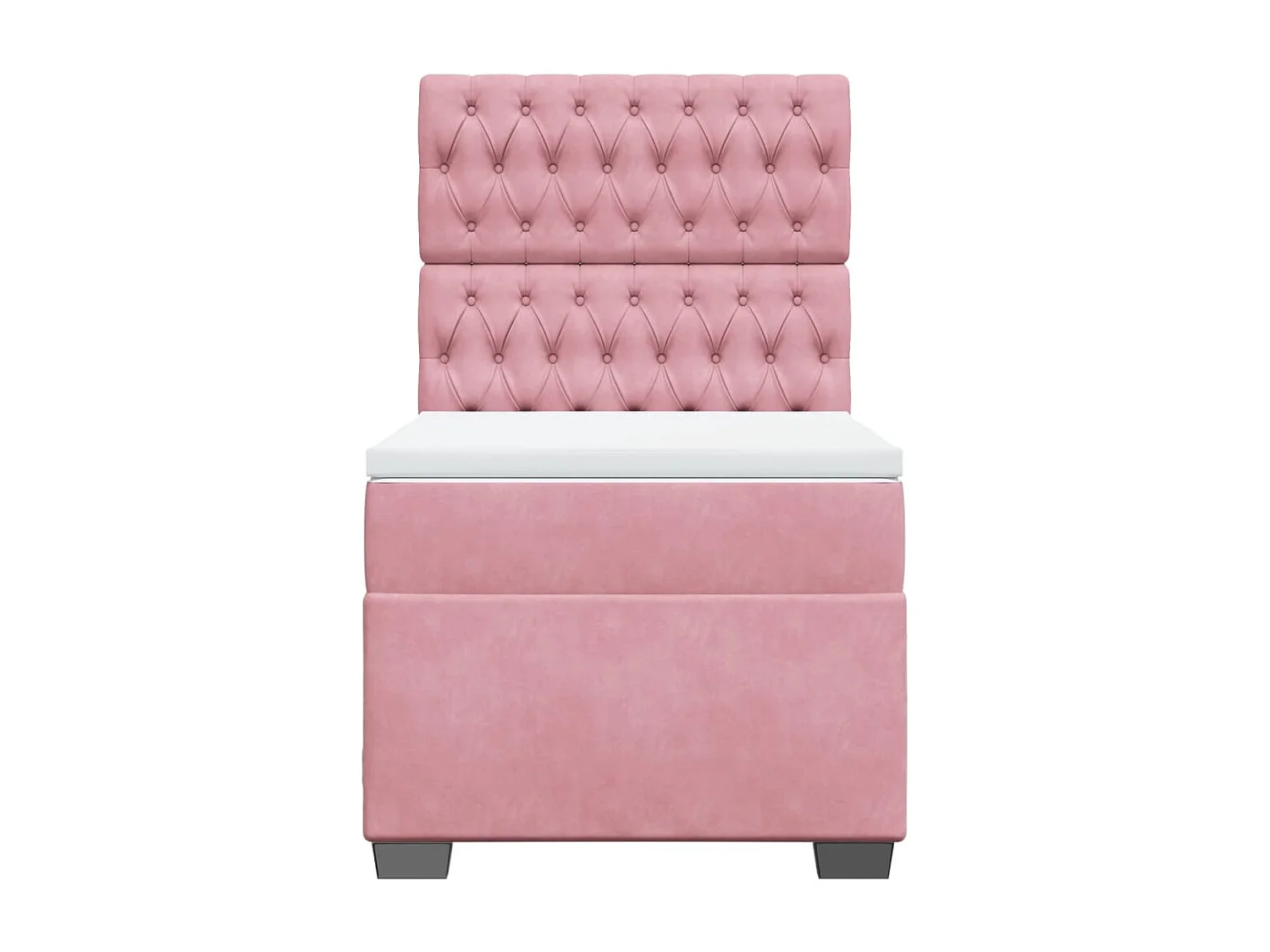 Cama box spring con colchón terciopelo rosa 90x190 cm