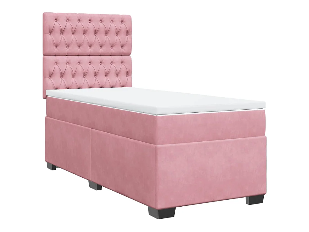 Giroletto a Molle con Materasso Rosa 90x190 cm in Velluto