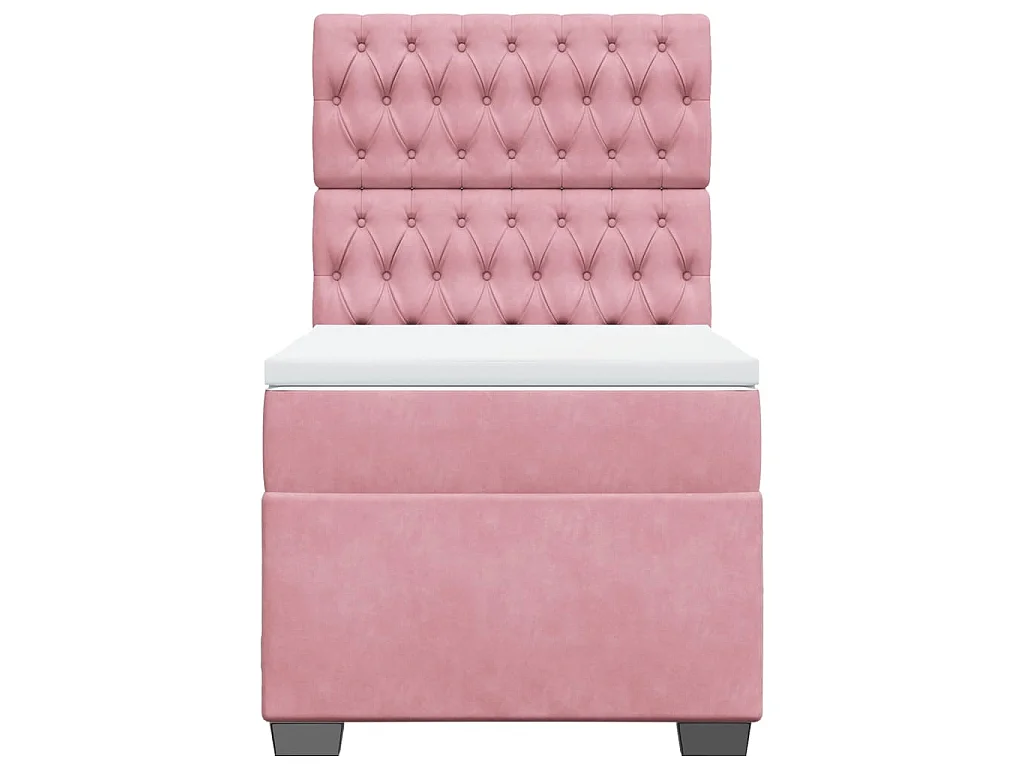 Giroletto a Molle con Materasso Rosa 90x190 cm in Velluto