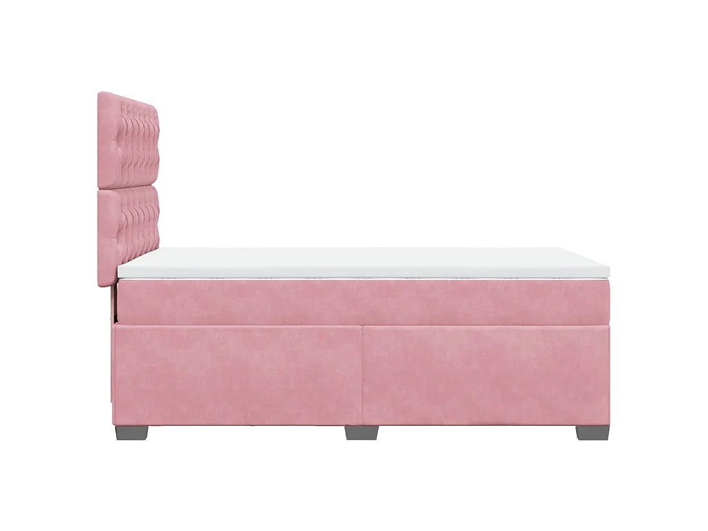 Giroletto a Molle con Materasso Rosa 90x190 cm in Velluto