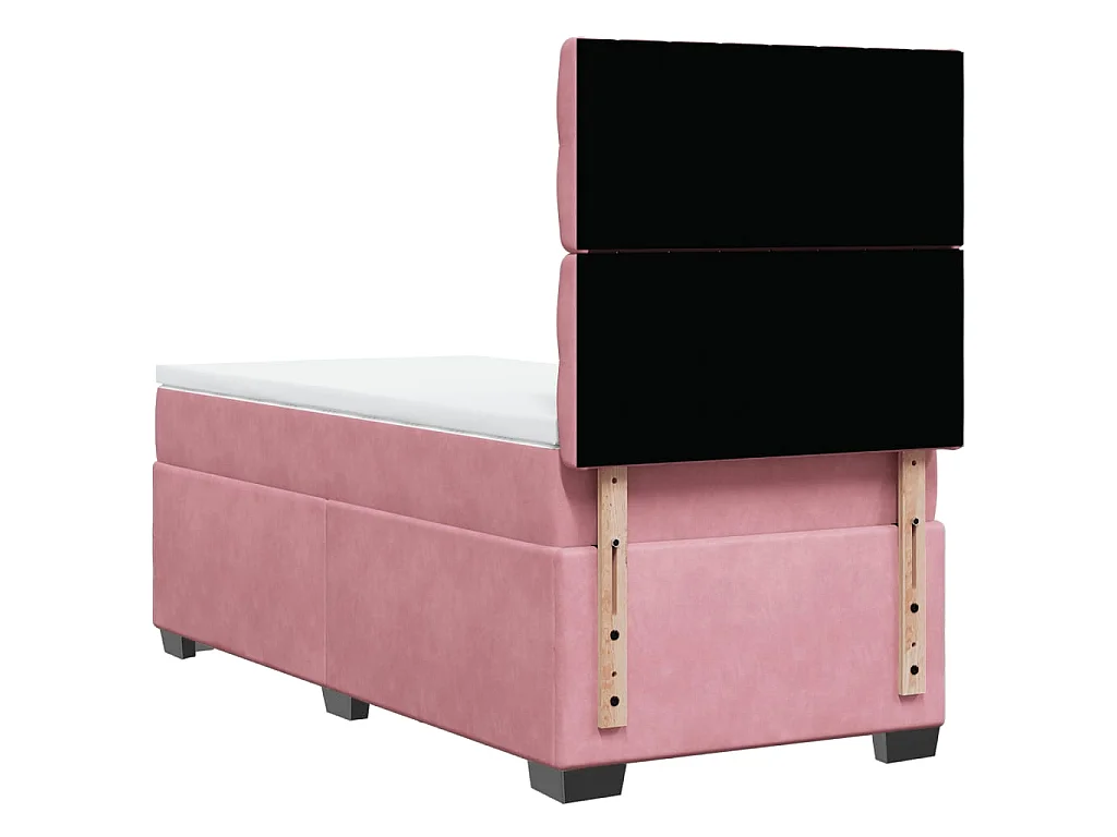 Giroletto a Molle con Materasso Rosa 90x190 cm in Velluto