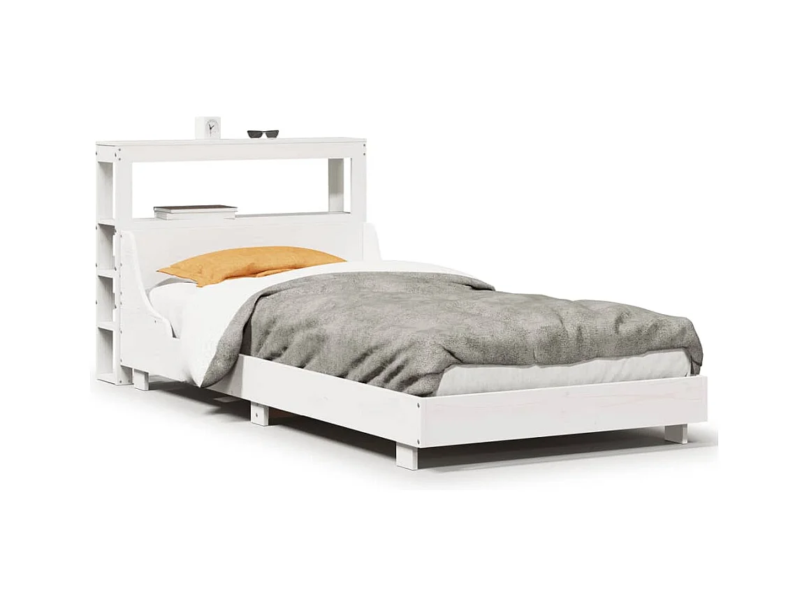 Letto senza Materasso Bianco 90x190 cm in Legno Massello Pino