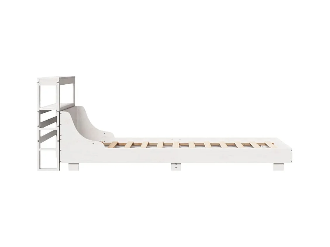 Letto senza Materasso Bianco 90x190 cm in Legno Massello Pino