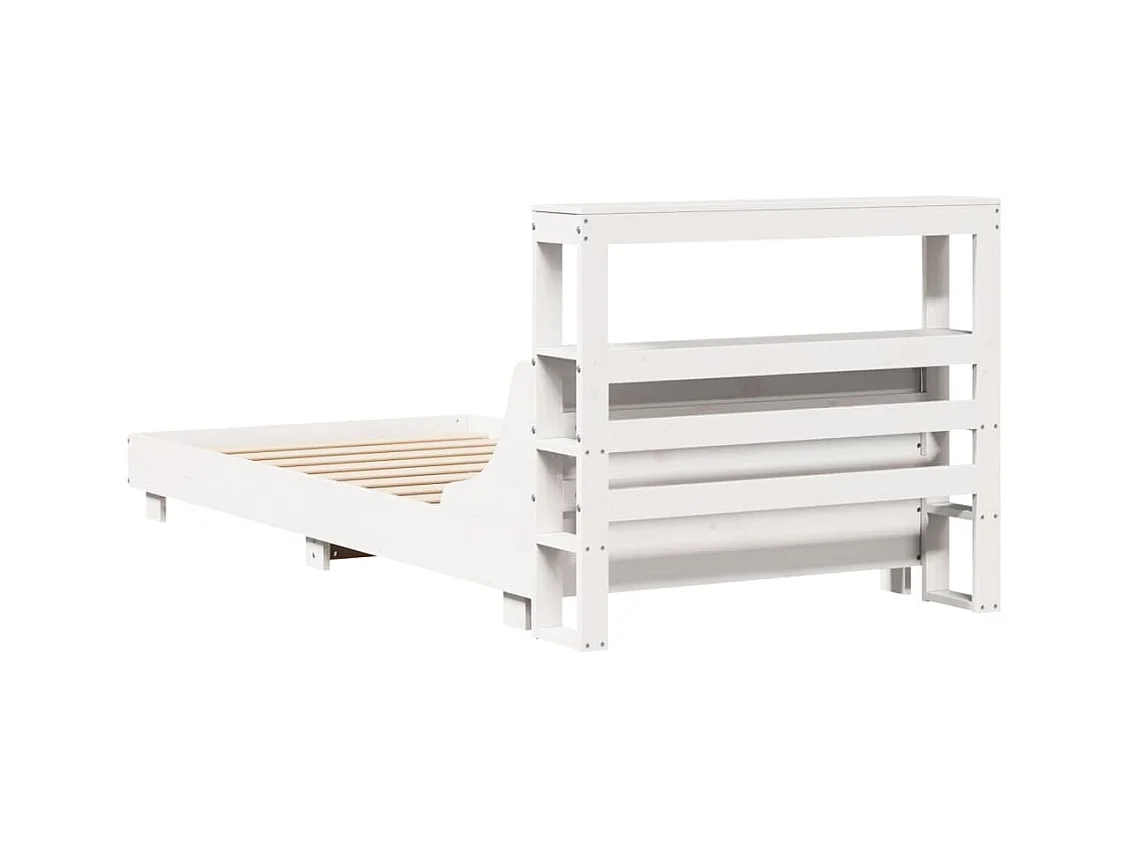 Letto senza Materasso Bianco 90x190 cm in Legno Massello Pino