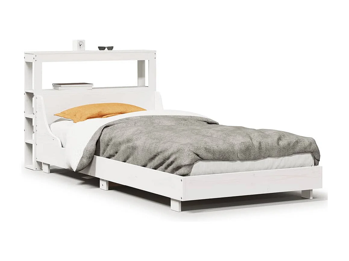 Cadre de lit sans matelas blanc 90x190 cm bois de pin massif