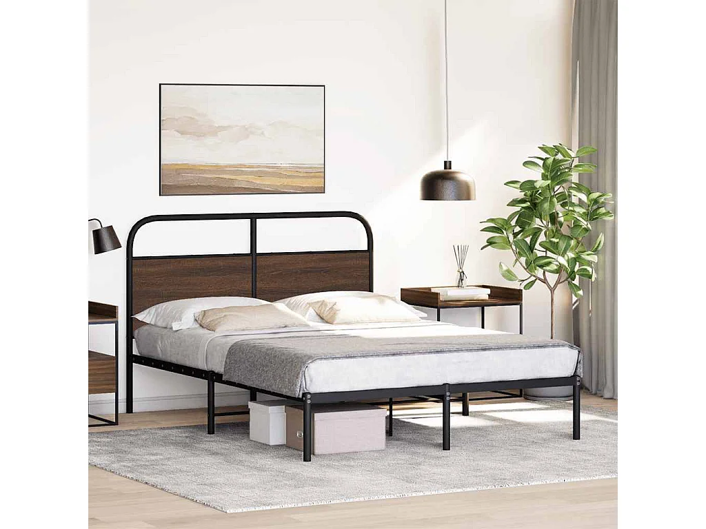 Bedframe zonder matras bewerkt hout bruin eikenkleur 140x190 cm