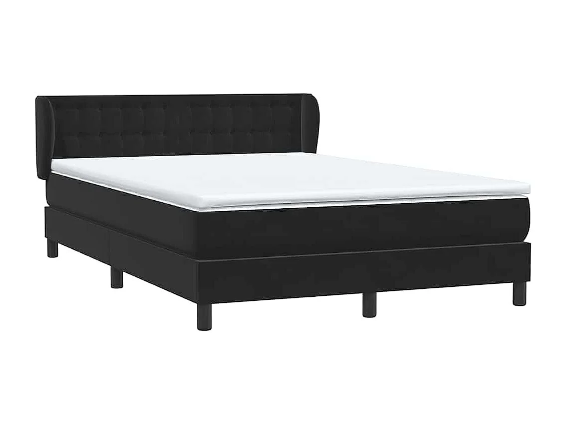 Boxspringbett mit Matratze Schwarz 160x220 cm Samt