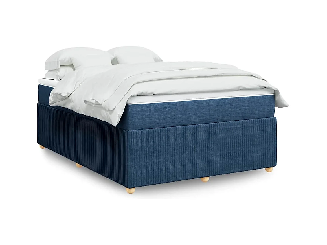 Sommier à lattes de lit avec matelas Bleu 140x190 cm Tissu