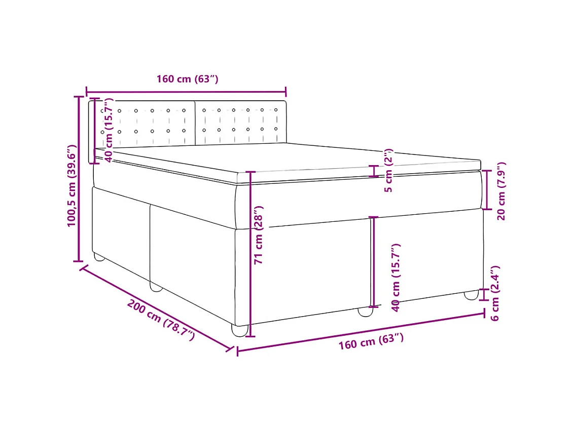 Giroletto a Molle con Materasso Tortora 160x200 cm in Tessuto