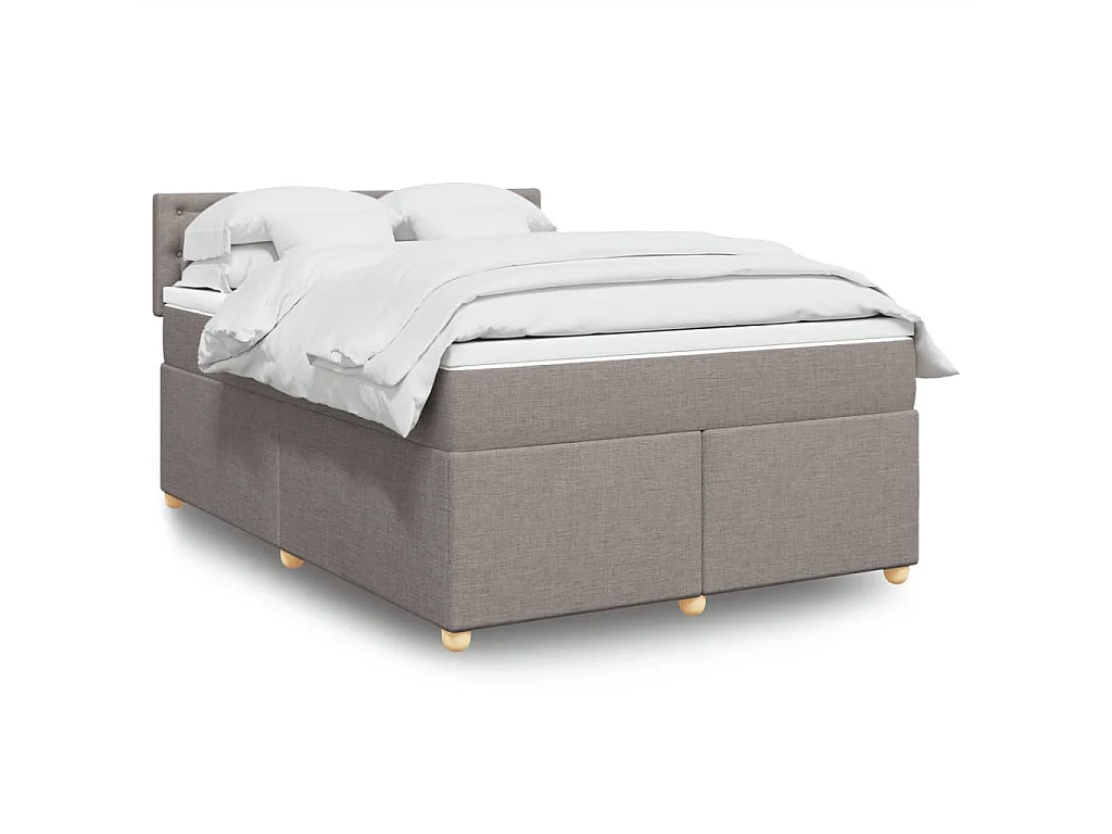 Cama box spring con colchón tela gris taupe 160x200 cm