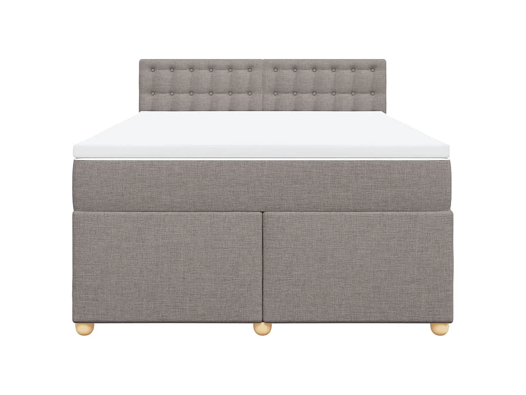Cama box spring con colchón tela gris taupe 160x200 cm