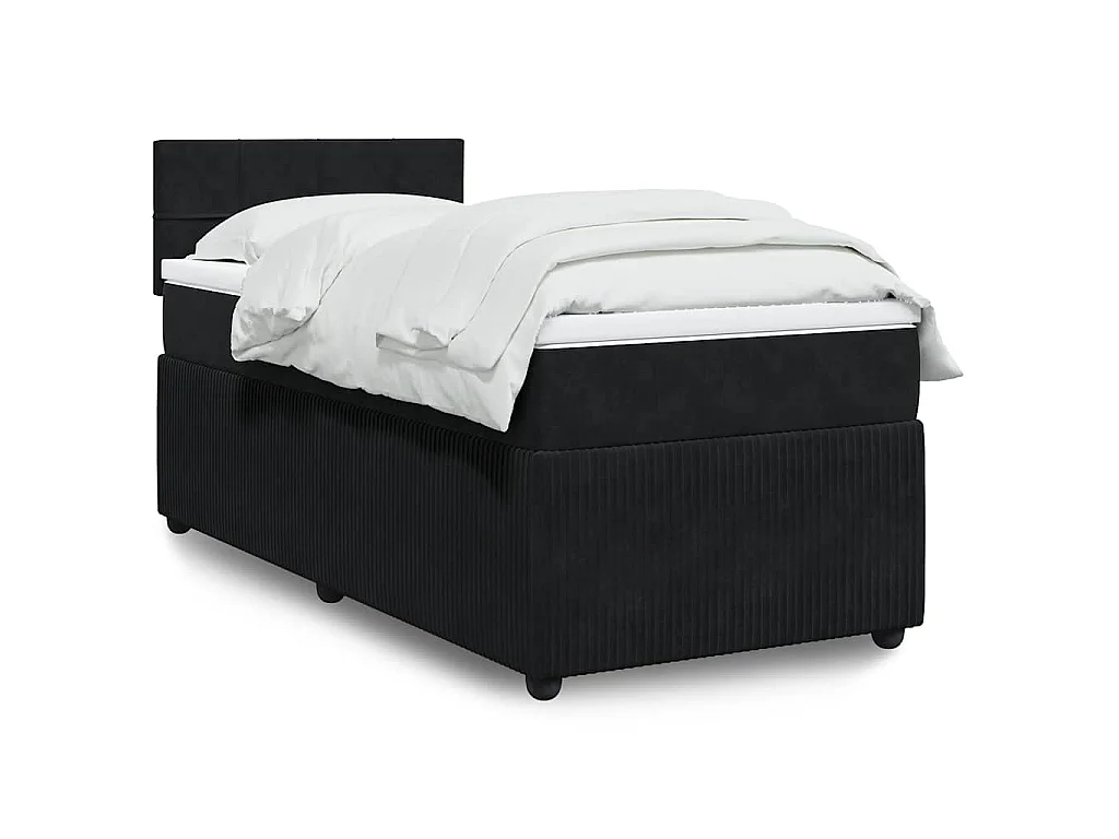 Giroletto a Molle con Materasso Nero 90x200 cm in Velluto