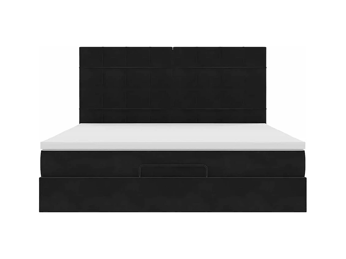 Ottoman-Bett mit Matratzen & LEDs Schwarz 180x200 cm Samt