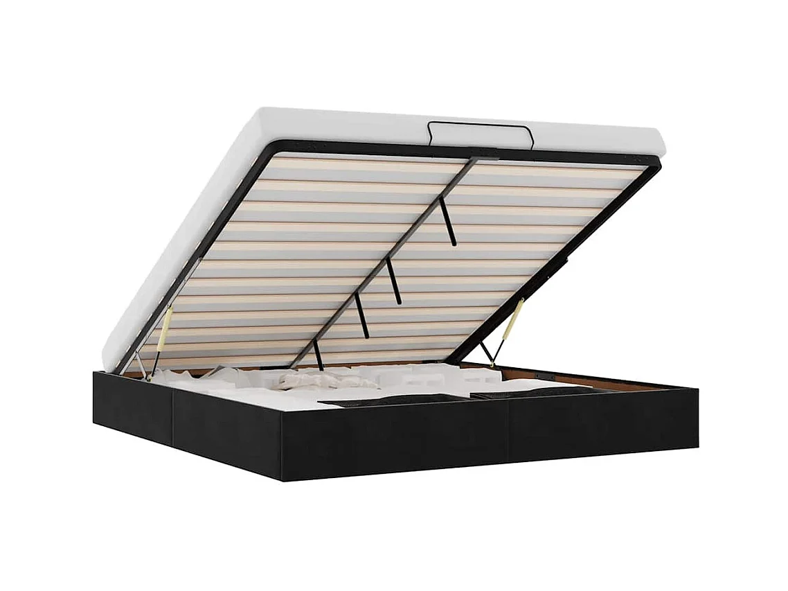 Cadre de lit ottoman sans matelas noir 160x200 cm velours