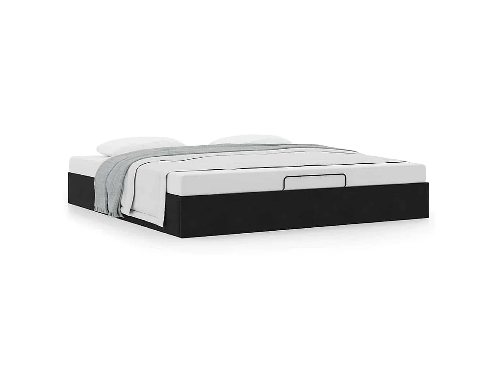 Cadre de lit ottoman sans matelas noir 160x200 cm velours