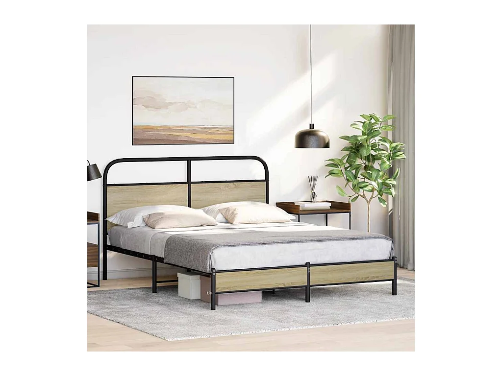 Bettgestell ohne Matratze 160x200 cm Sonoma-Eiche Holzwerkstoff