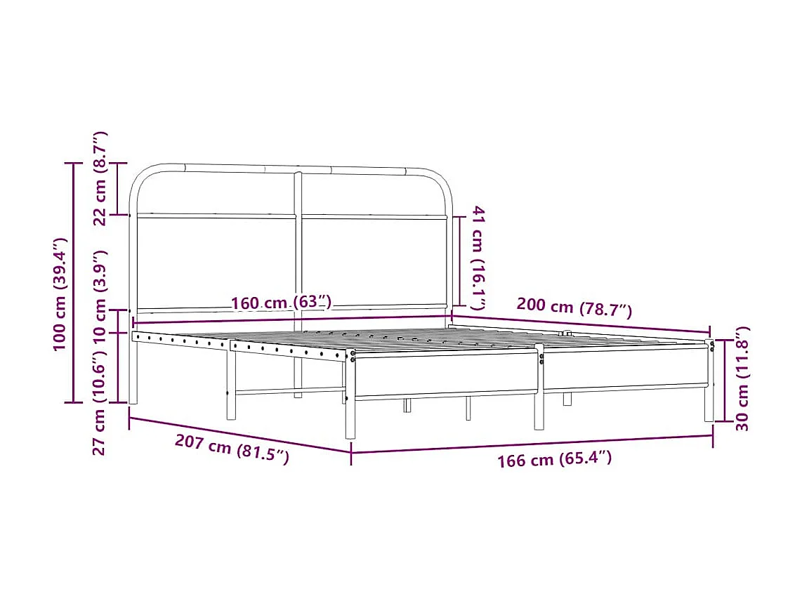Cadre de lit sans matelas 160x200 cm chêne sonoma