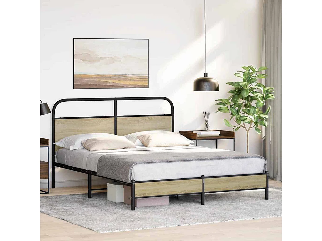 Cadre de lit sans matelas 160x200 cm chêne sonoma