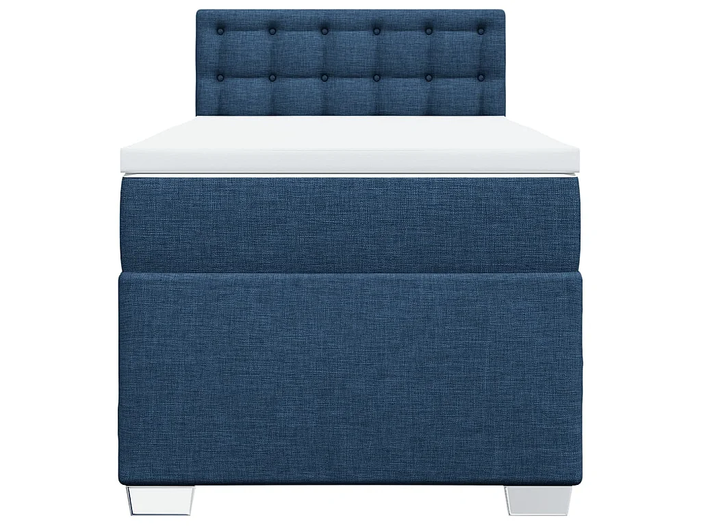 Cama box spring con colchón tela azul 100x200 cm