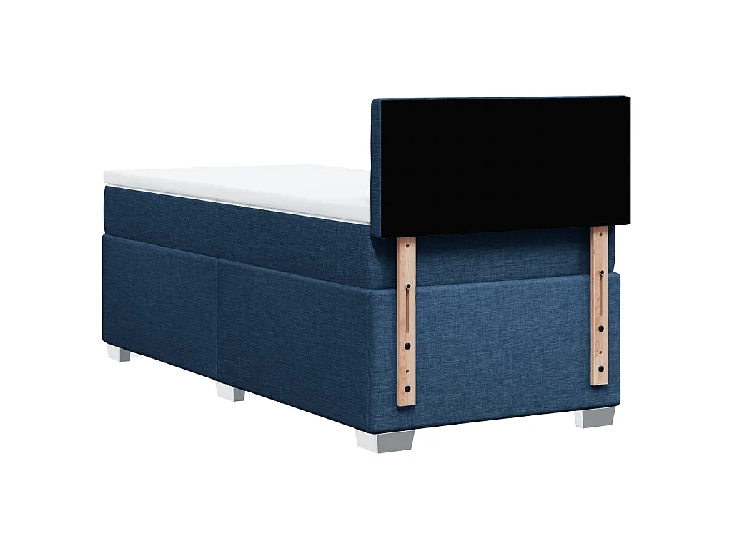 Cama box spring con colchón tela azul 100x200 cm