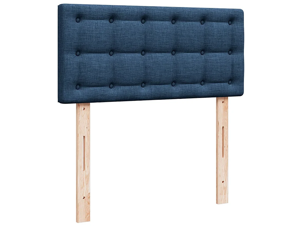 Cama box spring con colchón tela azul 100x200 cm
