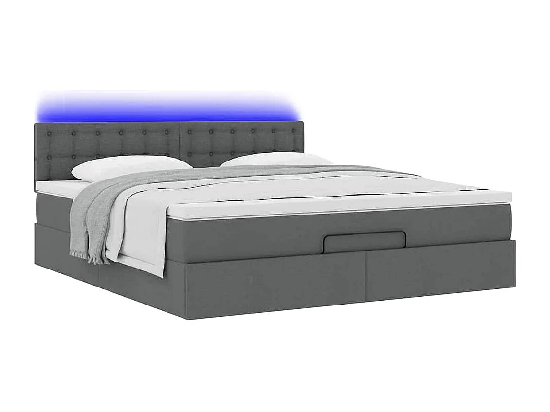 Cadre de lit ottoman avec matelas gris foncé 160x200cm tissu